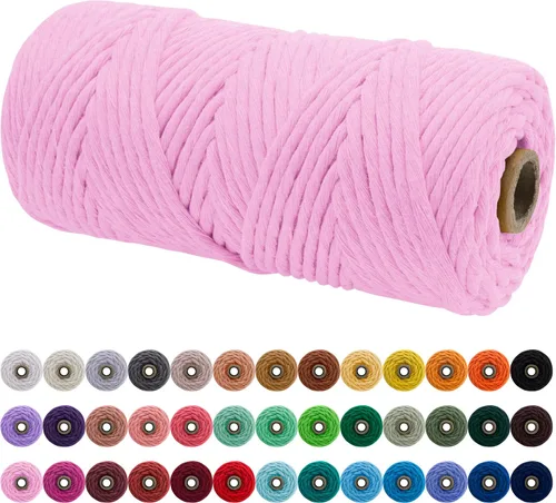 Miniatura 67 de JeogYong Cordón de macramé de un solo hilo 2mm x 164 yardas (492 pies) Cuerda de algodón suave, hilo de macramé 2 mm, suministros de macramé