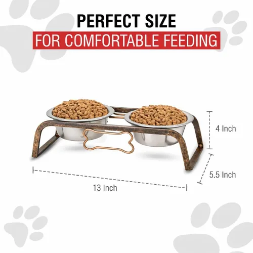 Miniatura 6 de Loving Pets Colección etiqueta negra Comedor rústico en forma de hueso para perros, 1 pinta, cobre envejecido Cobre (Aged Copper)