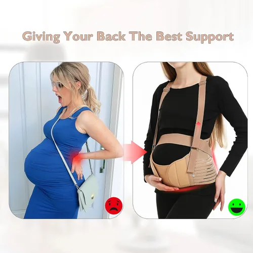 Miniatura 7 de Bandas para el vientre para mujeres embarazadas – Cinturón de maternidad Soporte de embarazo – Carpeta abdominal transpirable, soporte de espalda