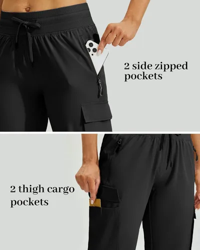 Miniatura 3 de Willit Pantalones de senderismo tipo cargo para mujer, con bolsillos, de secado rápido, ligeros, casuales al aire libre