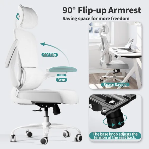Miniatura 3 de TRALT Silla de oficina ergonómica, silla de escritorio de malla para el hogar de 330 libras, sillas de escritorio de oficina con ruedas, cómodas