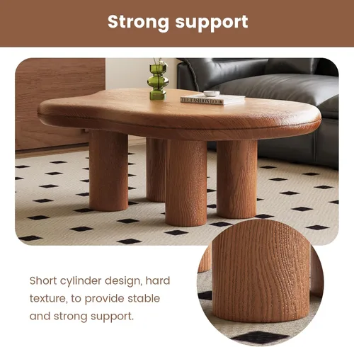 Miniatura 4 de Mesa de centro Mid-Century Modern Cloud con mesa espaciosa, mesa central irregular de 35.43 pulgadas de ancho con 4 patas sólidas, mesa de té