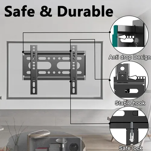 Miniatura 3 de Soporte fijo de pared para TV para la mayoría de televisores planos y monitores de 14 a 42 pulgadas, soporte de pared pequeño ultra delgado