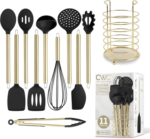 Miniatura 31 de COOK WITH COLOR Juego de utensilios de cocina de silicona, juego de utensilios de cocina, utensilios de cocina de silicona fáciles de limpiar, Rojo