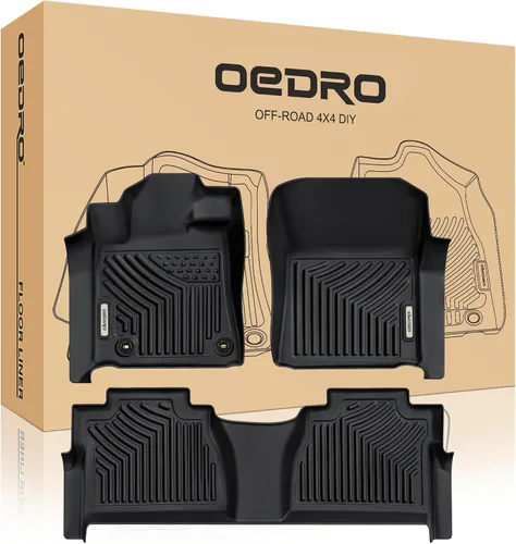 Miniatura 10 de OEDRO Alfombrillas compatibles con Toyota Tundra CrewMax Cab 2014-2021, juego de revestimientos delanteros y de segunda fila de ajuste personalizado