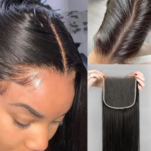 Miniatura 7 de KRN 5x5 HD Cierre de encaje, 0.1mm Ultra-delgado Invisible Cierre de encaje HD Pequeño Nudo Único Pre-arrancado con Cabello de Bebé 12A Grado