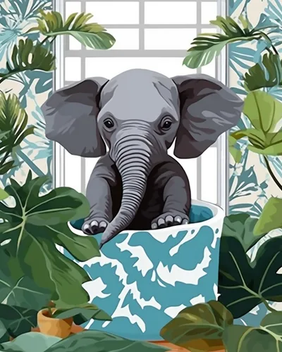 Miniatura 24 de Pintura por números para adultos, baño, animales, bricolaje, pintura al óleo digital, pintura acrílica, cebra, arte de pared, hojas verdes, bañera