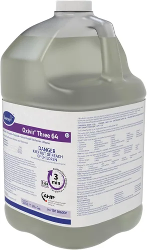 Miniatura 4 de Oxivir Diversey 101106001 Three 64 - Desinfectante líquido alimentado por peróxido de hidrógeno acelerado (AHP), sin perfume, concentrado, 1 galón