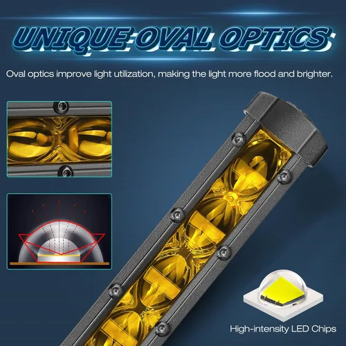 Miniatura 3 de Niwaker - Barra de luz LED ámbar de 6 pulgadas, 2 cápsulas LED de inundación de 96 W, barra de luz de conducción de una sola fila, luces de marcha