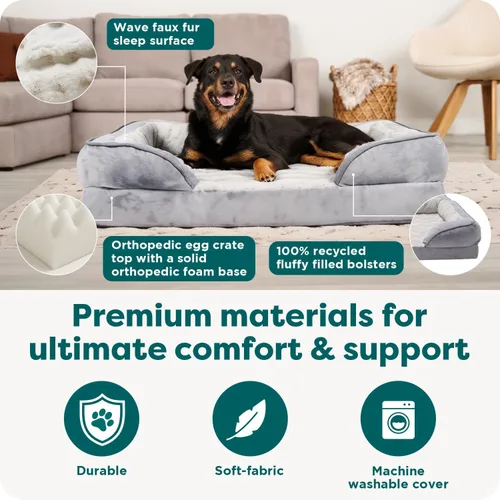 Miniatura 5 de Furhaven - Cama ortopédica para mascotas para perros y gatos, comodidad perfecta, con ondas, terciopelo de felpa con funda extraíble lavable