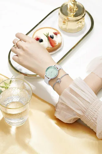 Miniatura 5 de SK - Reloj de pulsera para mujer, correa de piel, de cuarzo, reloj de lujo japonés de cuarzo.