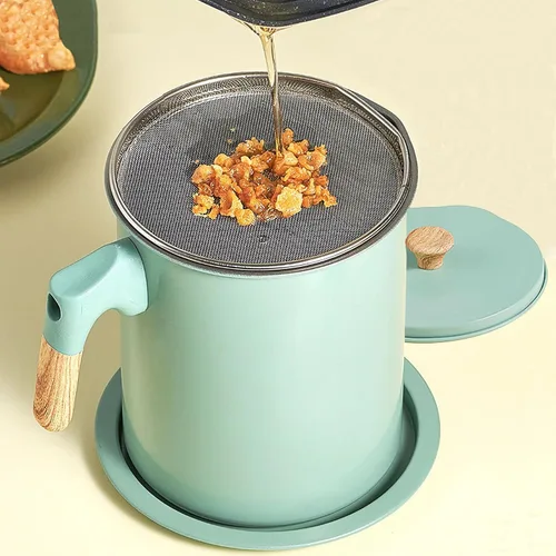 MORDEN MS Recipiente de grasa de tocino, protector de grasa de tocino con colador, recipiente de grasa para cocina, lata de aceite de cocina de