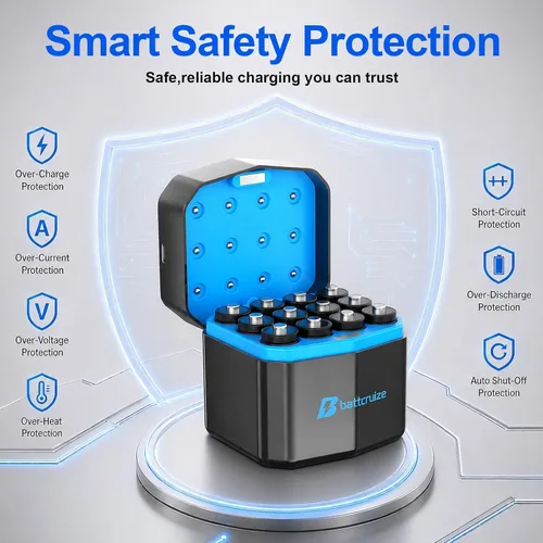 Miniatura 6 de Paquete de 12 Baterías Recargables de Litio AA con Cargador Inteligente de 12 Ranuras, 3600mWh 1.5V Baterías de Litio AA de Voltaje Constante
