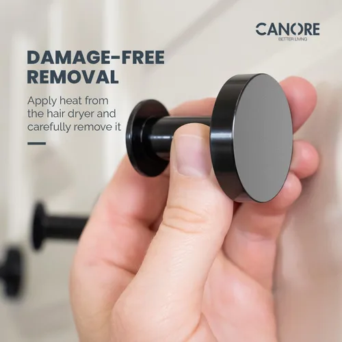Miniatura 6 de Ganchos de pared adhesivos fuertes, para pegar en el baño, cocina, gancho para toallas, juego de 2 ganchos de metal negro, soporte para toallas