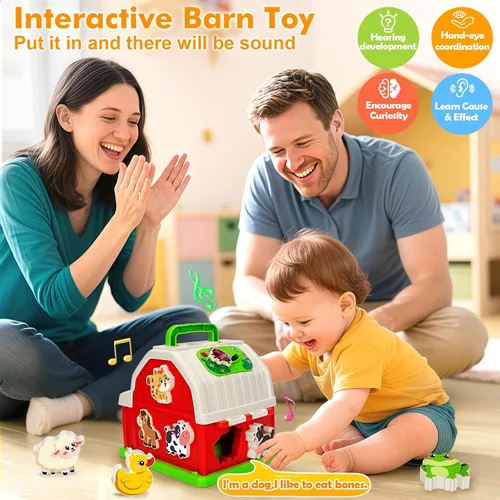 Miniatura 7 de Montessori - Juguetes para niños y niñas de 1, 2, 3 años, animales de granja musicales, juguete de granero con sonido y luz, juguetes de aprendizaje