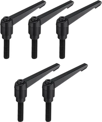 Miniatura 18 de uxcell 5 piezas de manija de palanca de sujeción ajustable M5 x 1.969 in de óxido negro métrico de acero al carbono macho roscado perillas de mano