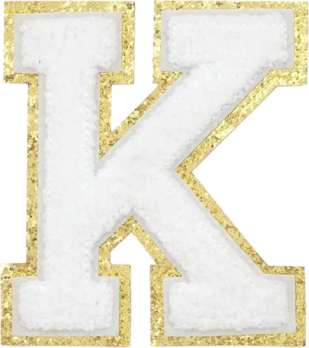 Miniatura 162 de GYGYL - 3 parches de letras deportivas de felpilla con purpurina, parches para planchar de tamaño grande para decoración de disfraces