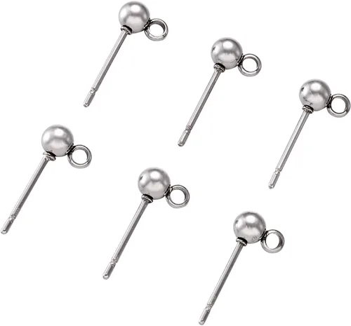 Miniatura 5 de Craftdady 40 aretes redondos de acero inoxidable de 0.669 x 0.354 in con lazo de 0.039 in para hacer joyas de aretes