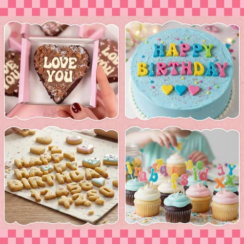 Miniatura 5 de 6 PIEZAS Moldes de Chocolate, Letras Números Moldes de Chocolate de Silicona Reutilizables Moldes de Dulces del Alfabeto con Feliz Cumpleaños