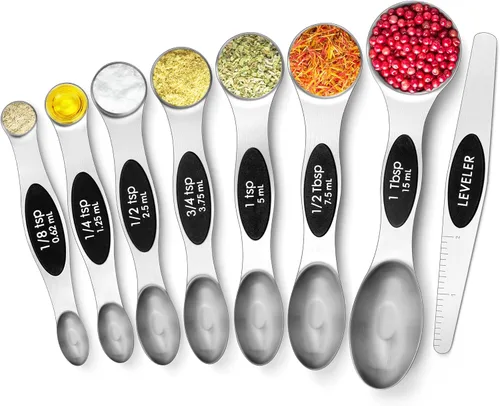 Miniatura 8 de Urbanstrive Juego de Cucharas Medidoras Magnéticas de Acero Inoxidable, de Doble Cara para Alimentos Líquidos y Secos, Juego de Tazas y Cucharas