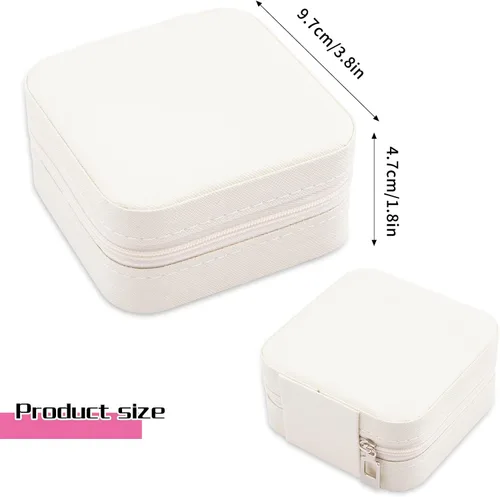 Miniatura 4 de Mini joyero portátil de viaje de cuero para joyas organizador de anillos caja de regalo para niñas y mujeres blanco