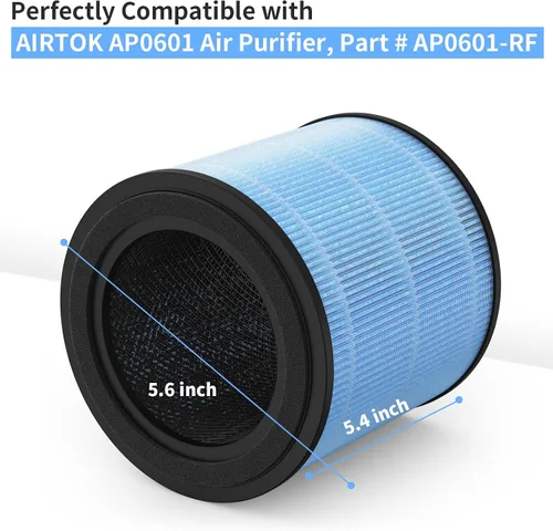 Miniatura 2 de Paquete de 2 filtros de repuesto AP0601 compatibles con purificador de aire AIRTOK AP0601, parte # AP0601-RF, con tabletas de aromaterapia