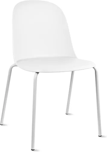 Miniatura 26 de 2xhome Silla de comedor moderna apilable sin brazos Asiento de plástico con patas de metal Uso en interiores o exteriores Patio de cocina