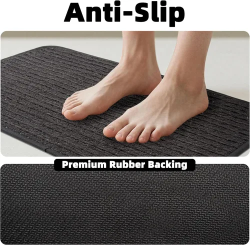 Miniatura 3 de Alfombra de Baño Fina Antideslizante con Respaldo de Goma de Secado Rápido Súper Absorbente Alfombras de Baño que Caben Debajo de la Puerta