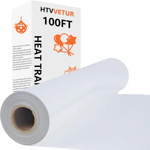 Miniatura 26 de HTVVETUR Vinilo de Transferencia de Calor Blanco - Rollos HTV de 12" x 9 pies para Camisas, Vinilo Termoadhesivo para Cameo - Fácil de Cortar