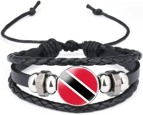 Miniatura 30 de vmcoatdu Mundial Muchas Banderas Nacionales Brazalete Retro de Aleación de Cuero para Pulsera de Cuerda Trenzada de Bandera Nacional