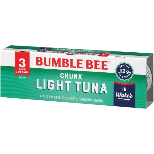 Miniatura 5 de Bumble Bee Chunk Light Atún en agua, latas de 3 onzas (paquete de 3) – Atún salvaje – 0.42 oz de proteína por porción – Mariscos sostenibles