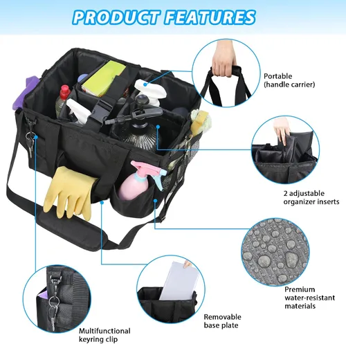 Miniatura 2 de Organizador de limpieza con asa, bolsa de limpieza, bolsa grande para casa, suministros de limpieza de automóvil, bolso de limpieza con correas