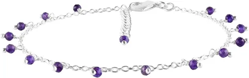 Miniatura 19 de Yanara Tobilleras de piedras preciosas para mujer, piedra natal natural, chapada en plata, joyería hecha a mano en 8.5 + 1.5 pulgadas, cristales
