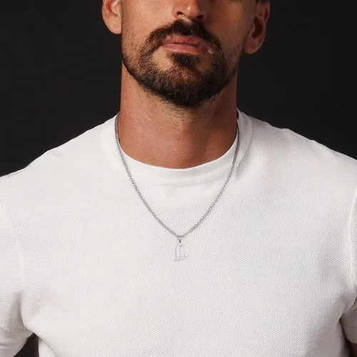 Miniatura 7 de LUXEJEW Collares con inicial de cadena cubana de oro para hombres, dije de letra, collar con inicial para hombres, niños y mujeres, collares