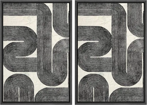 Miniatura 173 de SIGNWIN Lienzo enmarcado para pared, ilustraciones abstractas texturizadas en tonos beige terrosos, arte moderno, decorativo, contemporáneo