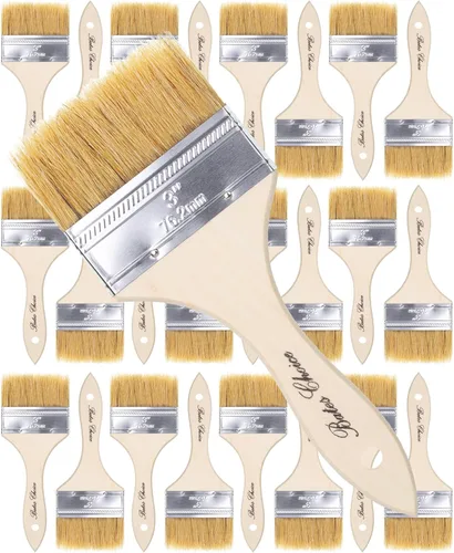Miniatura 22 de Bates - Pinceles de pintura de cerdas naturales de 1 pulgada, juego de 16 unidades para pintura de astillas, tinte de madera y uso general