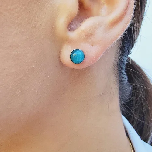 Miniatura 93 de Pendientes naturales de 0.236 in con chapado en oro blanco sobre plata de ley, bisel cabujón de piedras preciosas regalo de joyería para ella