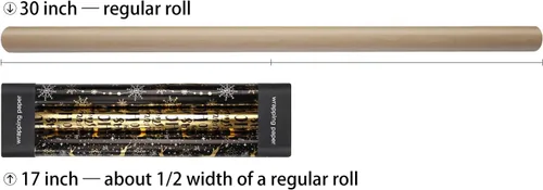 Miniatura 3 de LDGOOAEL Mini rollo corto de papel de regalo de Navidad con líneas de corte en el reverso (17 x 120 pulgadas por rollo), papel de regalo negro