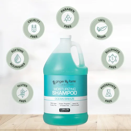 Miniatura 4 de Ginger Lily Farms Club & Fitness Champú hidratante para todo tipo de cabello, 100% vegano y libre de crueldad, aroma Ocean Breeze, repuesto de 1