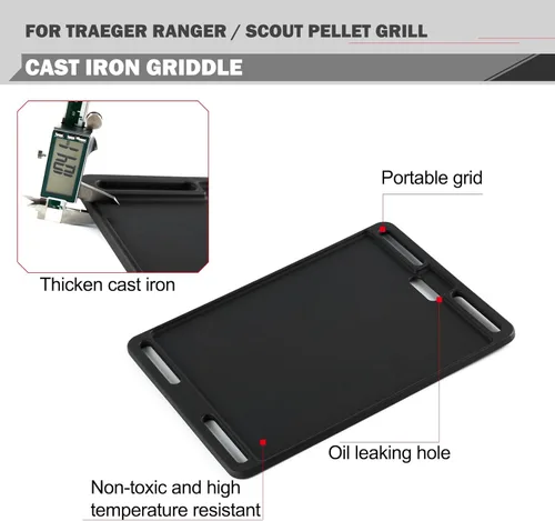 Miniatura 3 de Oklagarden BAC460 - Repuesto de plancha para parrilla Traeger, piezas de parrilla de hierro fundido Traeger Ranger TFT18KLD Scout Parrilla TFT18PLDO