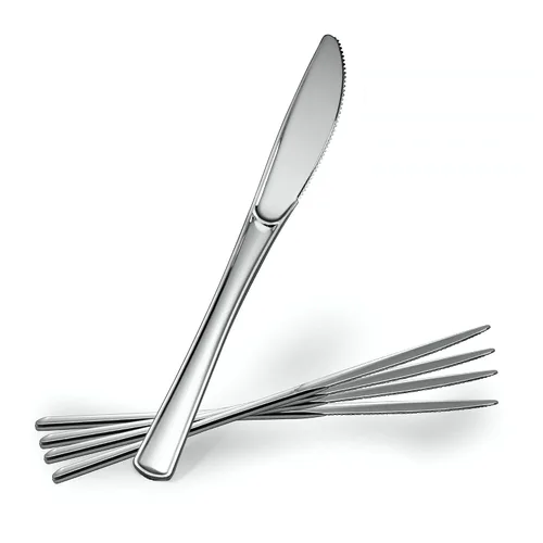 Miniatura 11 de Plasticpro Tenedores desechables de plástico plateado resistente, cubiertos de plástico elegante que parecen cubiertos de plata real, utensilios