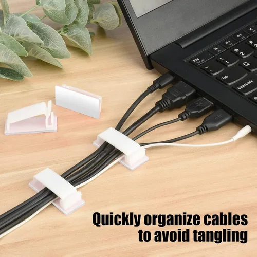Miniatura 4 de Soporte de clips adhesivos para cables, clips de luz para exteriores, clips de alambre de cable blanco, cable de nailon resistente, abrazadera