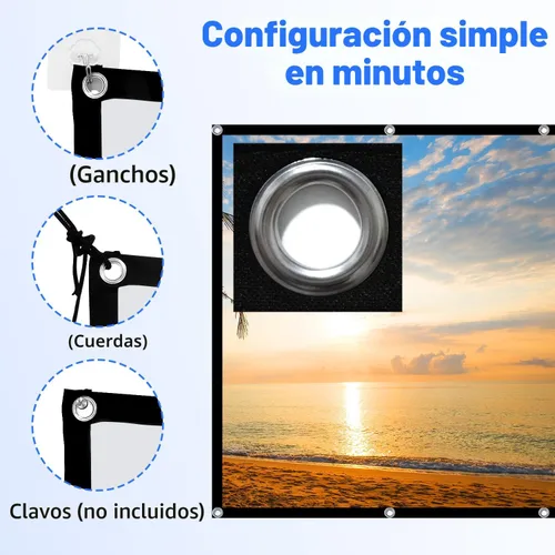 Miniatura 3 de Pantalla de proyector, pantalla de proyección frontal trasera portátil plegable de 84 pulgadas, para interiores y exteriores, 4K 16:9 HD, pantalla