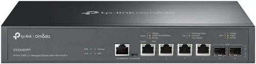 TP-Link Omada SX3206HPP | Switch PoE gestionado 10G L2+ de 6 puertos | 4 puertos PoE++ @200W, 2 ranuras SFP+ 10G | Recuperación PoE | Omada SDN
