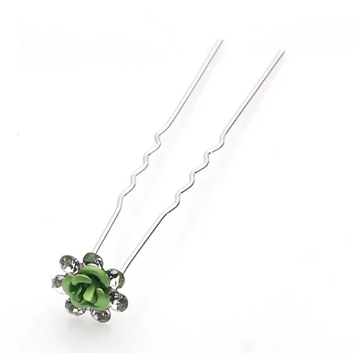 WOIWO 20 horquillas de cristal para el cabello, diseño afilado en U, de metal, para mujeres y niñas, accesorios de joyería para el cabello, color