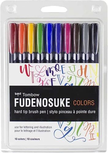 Miniatura 8 de Tombow 56437 Fudenosuke Neon Brush Pen, paquete de 6 bolígrafos de punta dura Fudenosuke en varios colores neón para caligrafía y dibujos artísticos