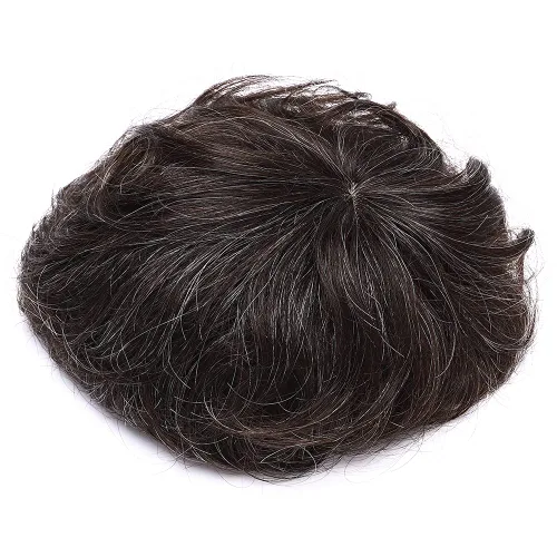 Miniatura 2 de MY-LADY Toupee - Piezas de cabello humano para hombre, 6.3 x 7.5 pulgadas, sistema de reemplazo de cabello de 150 % de densidad, con clip, 90%