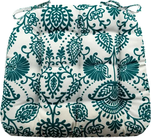 Miniatura 25 de Barnett Home Decor Cojines de Silla de Mimbre para Interiores y Exteriores - Azul Boutique Floral Tamaño Grande para Silla de Patio 19 x 19