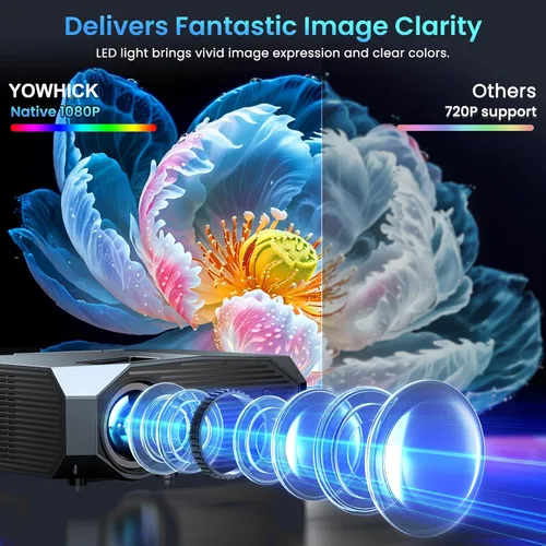 Miniatura 10 de [Compatible con Netflix/alto brillo] Proyector inteligente con WiFi 6 y Bluetooth 5.3, proyector de películas para exteriores 4K con Prime