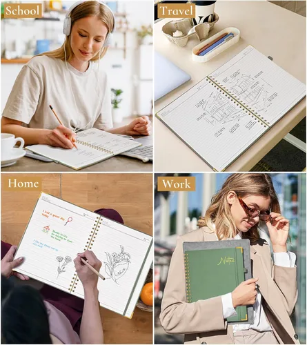 Miniatura 7 de Cuaderno en espiral de tapa dura de 8.5 x 11 pulgadas, cuadernos A4 grandes y bonitos para mujeres y hombres, cuaderno rayado a rayas